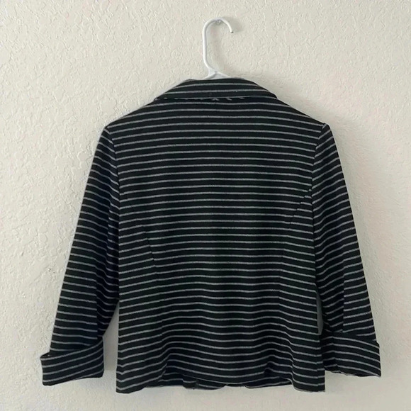 Sandro Studio blazer jacket buttons black striped stretchy petite medium trendy - Picture 2 of 8